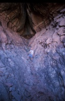 036:  A day hike up into the cliffs brings Marty to this formation which feels like the inside of some strange ship hull.