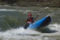 Sergiy running the big drop at the Chutes